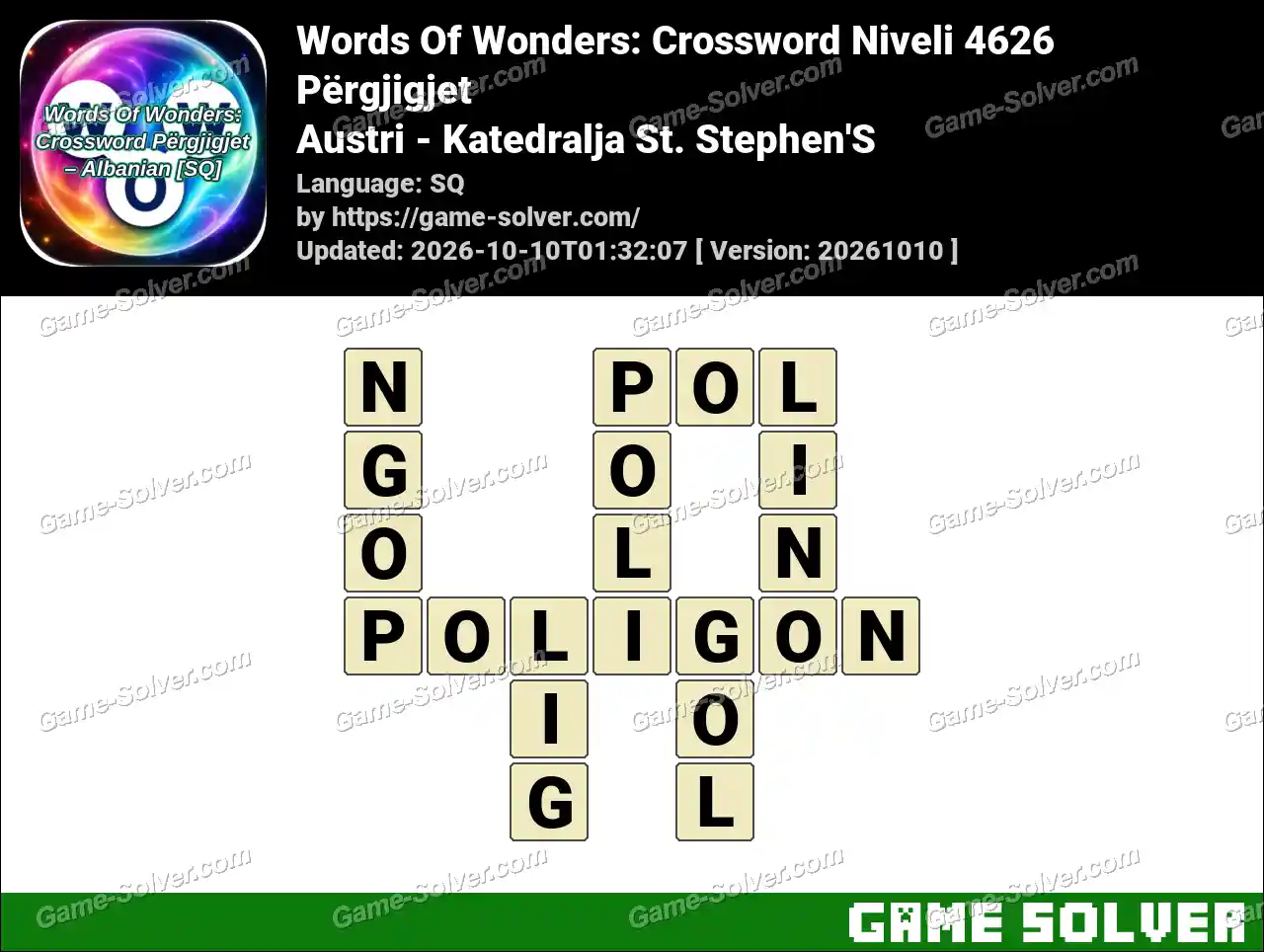 Words Of Wonders: Crossword Niveli 4626 Përgjigjet – Austri – Katedralja St. Stephen’S